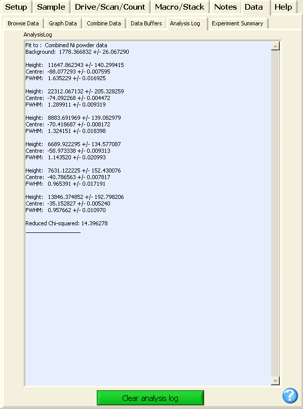 analysis log tab