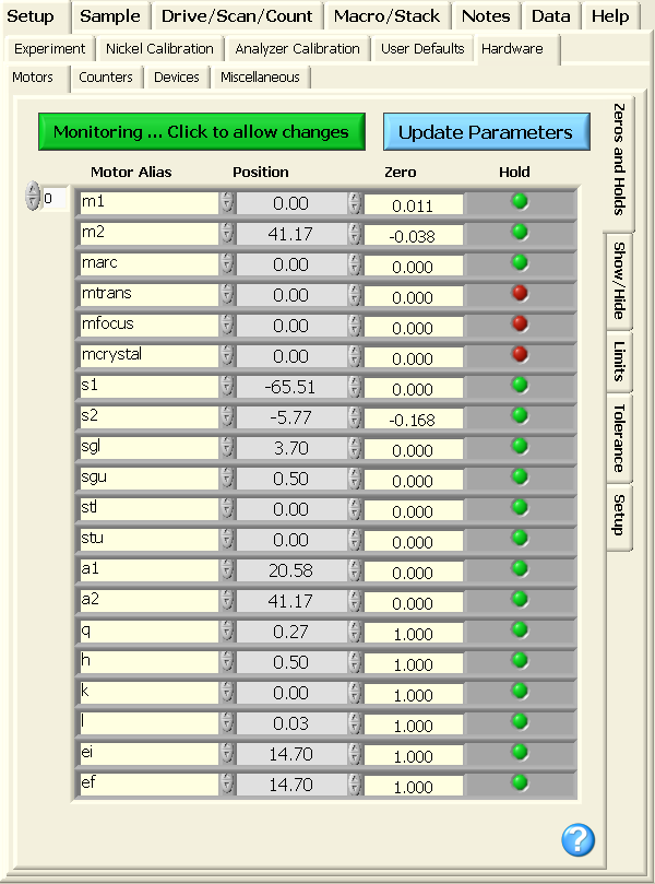 GUI interface to zero