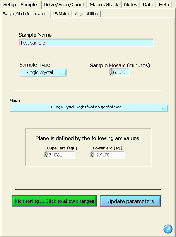 GUI interface to sample