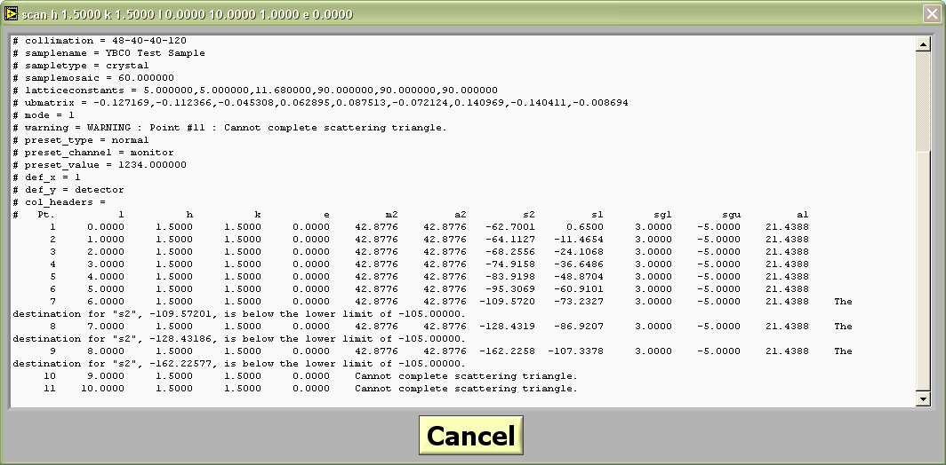 results of scansim