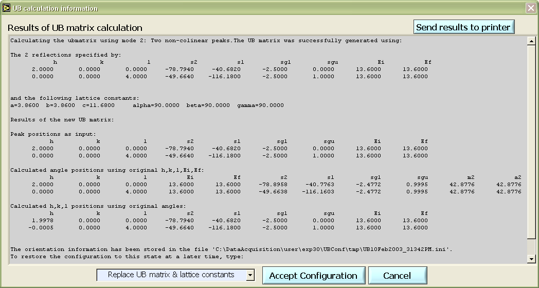 Output from ubcalc